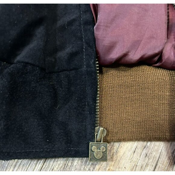 Vintage Disney Store Mickey Mouse Varsity Jacket Size M Black & Brown Suede Slee - Picture 6 of 9